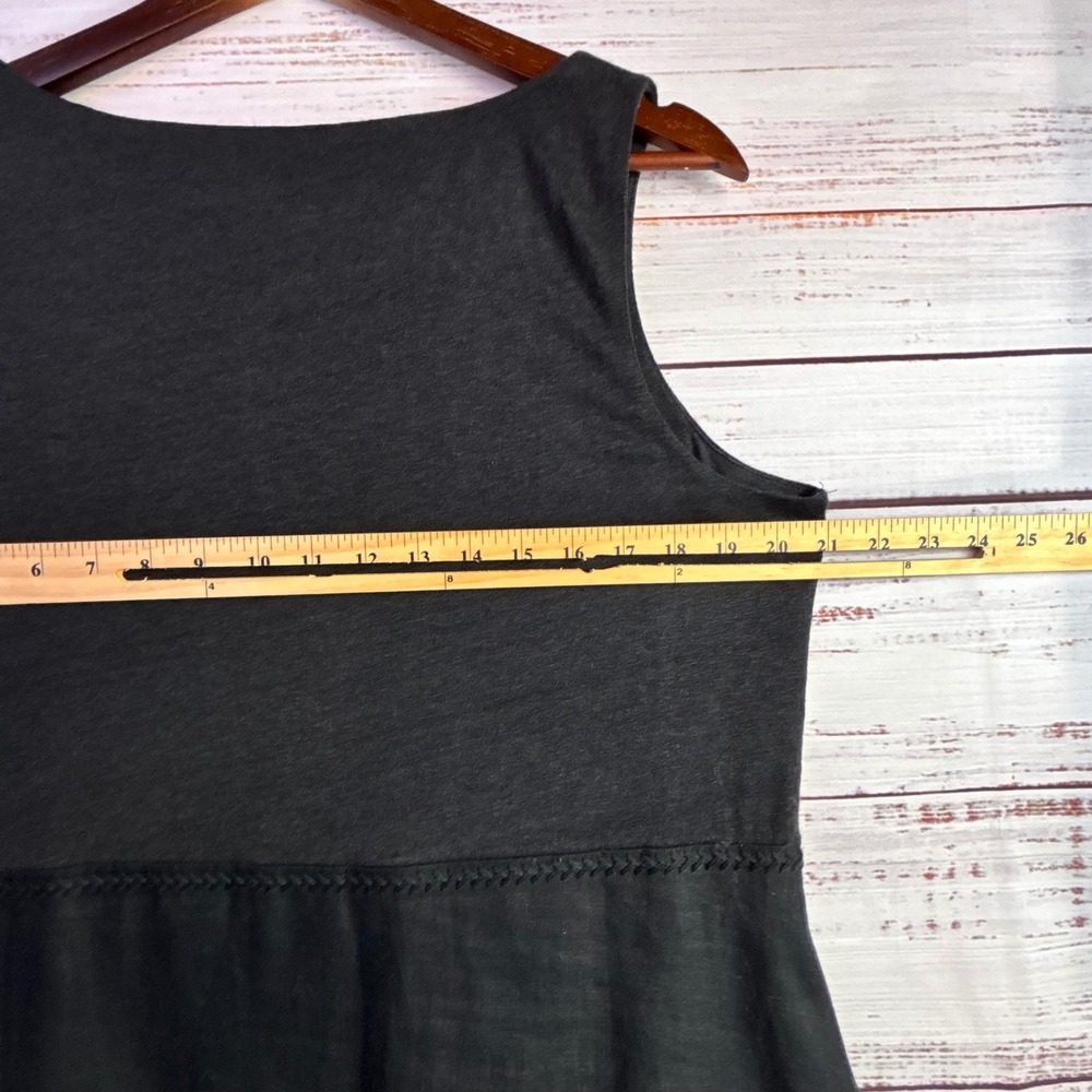 Lagenlook Coastal 100% Linen Midi Dress J. Jill M Petite Black Sleeveless A-line - Picture 7 of 8